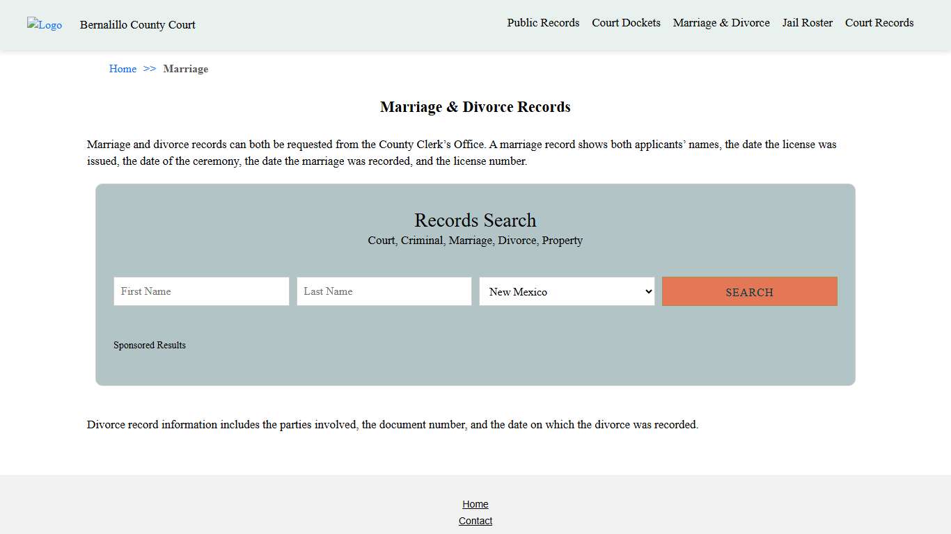 Marriage & Divorce Records Bernalillo County Court NM